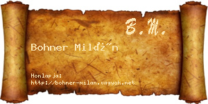 Bohner Milán névjegykártya